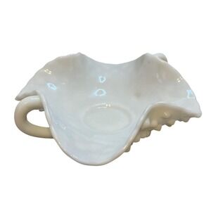Vintage‎ Milk Glass Hobnail Two Handled Candy Dish